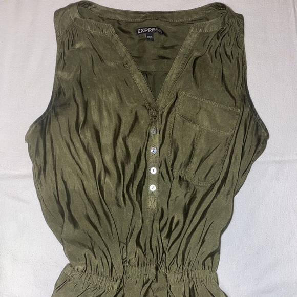 Green Button Up Express Dress XS - Picture 3 of 5
